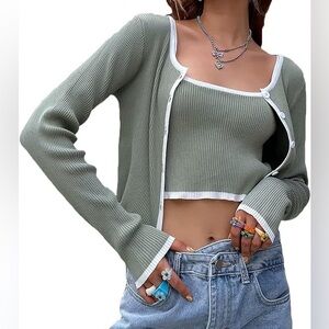 Sage green cardigan set
